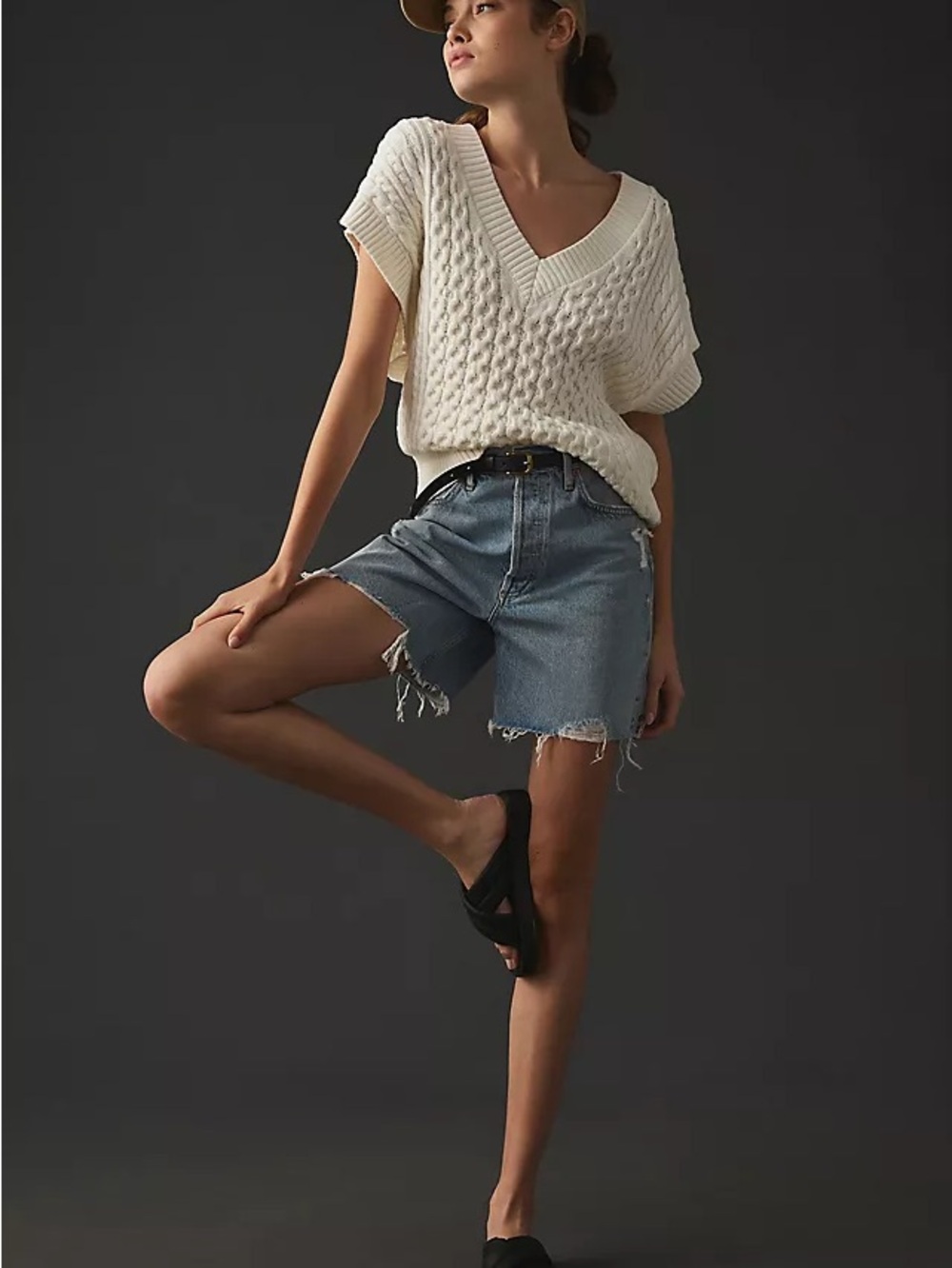 AGOLDE Stella Distressed Denim Shorts